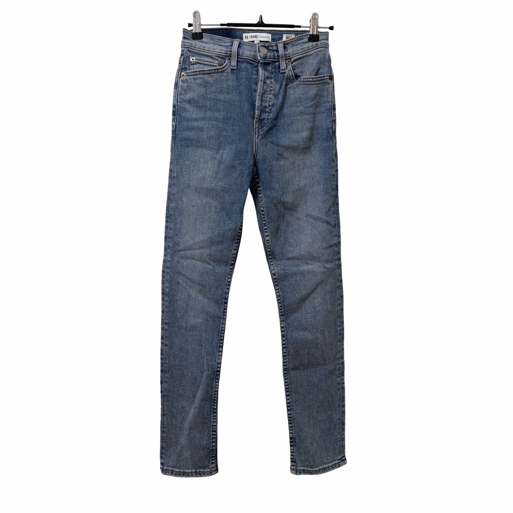 Re/Done Originals Womens High Rise‎ Straight Jeans Size 24 Light Wash Button Fly